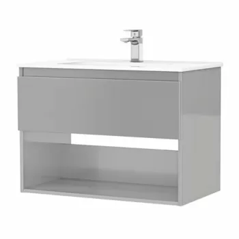 Set PROMO mobilier baza si lavoar Gala Daily 80x46 cm 1 sertar gri imagine
