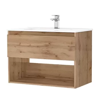 Set PROMO mobilier baza si lavoar Gala Daily 80x46 cm 1 sertar stejar rustic imagine