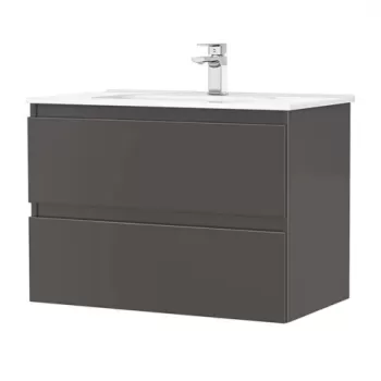Set PROMO mobilier baza si lavoar Gala Daily 80x46 cm 2 sertare antracit imagine