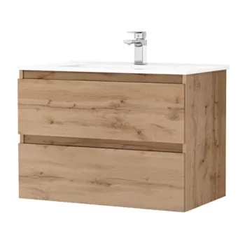 Set PROMO mobilier baza si lavoar Gala Daily 80x46 cm 2 sertare stejar rustic imagine