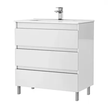 Set PROMO mobilier baza si lavoar Gala Daily 80x46 cm 3 sertare alb imagine