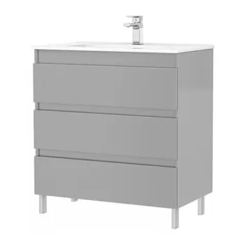 Set PROMO mobilier baza si lavoar Gala Daily 80x46 cm 3 sertare gri imagine