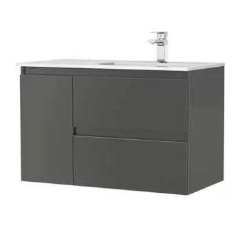 Set PROMO mobilier baza si lavoar Gala Daily 90x46 cm 2 sertare si 1 usa antracit imagine