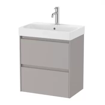 Set PROMO mobilier baza si lavoar Roca Ona Unik 2 sertare 55x36 cm gri mat imagine