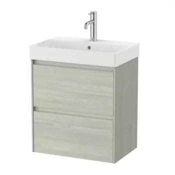 Set PROMO mobilier baza si lavoar Roca Ona Unik 2 sertare 55x36 cm stejar deschis imagine