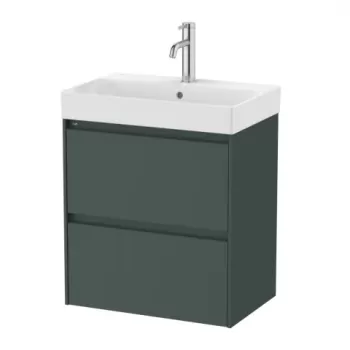 Set PROMO mobilier baza si lavoar Roca Ona Unik 2 sertare 55x36 cm verde mat imagine