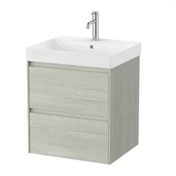 Set PROMO mobilier baza si lavoar Roca Ona Unik 2 sertare 55x46 cm stejar deschis imagine