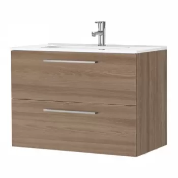 Set PROMO mobilier baza suspendat si lavoar Gala Handy 80x46 cm stejar imagine