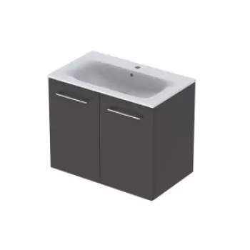 Set PROMO mobilier baza suspendat si lavoar Geberit Selnova Square cu doua usi antracit 80x50xH65 cm imagine