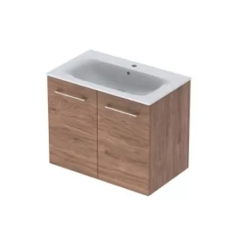 Set PROMO mobilier baza suspendat si lavoar Geberit Selnova Square cu doua usi maro 80x50xH65 cm imagine