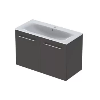 Set PROMO mobilier baza suspendat si lavoar Geberit Selnova Square doua usi antracit 100x50xH65 cm imagine