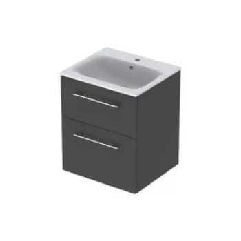 Set PROMO mobilier baza suspendat si lavoar Geberit Selnova Square doua usi antracit 55x50xH65 cm imagine