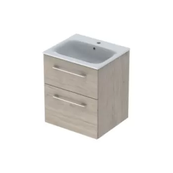 Set PROMO mobilier baza suspendat si lavoar Geberit Selnova Square doua usi maro deschis 55x50xH65 cm imagine