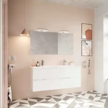 Set PROMO mobilier cu lavoar dublu Fluminia, Toledo 120, cu 4 sertare soft close, alb imagine