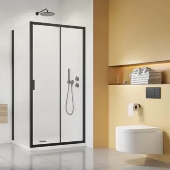 Set promotional cabina de dus Radaway Alienta DWJ+S negru mat 100x90 cm cu cadita si sifon imagine