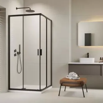 Set promotional cabina de dus Radaway Alienta negru mat 90x90 cm cu cadita si sifon imagine