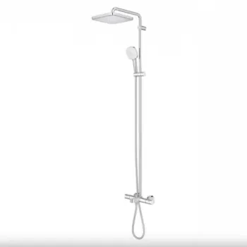 Sistem cada dus cu dus fix si mobil, cu baterie termostatata, crom lucios, Grohe Tempesta System 250 imagine
