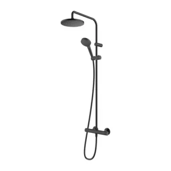 Sistem de dus cu baterie termostatata Hansgrohe Vernis Blend 200 cu 2 functii negru mat imagine