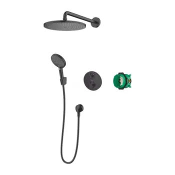 Sistem de dus incastrat Hansgrohe Croma 280 Ecostat S negru mat baterie termostatata imagine