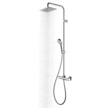 Sistem dus fix si mobil cu baterie termostat, Hansgrohe Vernis Shape, crom imagine