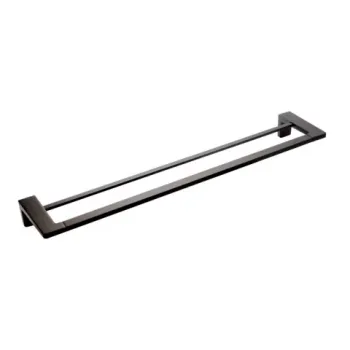 Suport prosop dublu FDesign Piazza negru mat 60 cm imagine