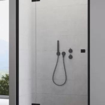 Usa de nisa batanta Radaway Essenza New Black DWJ, 130 x H200 cm profil negru mat, stanga imagine