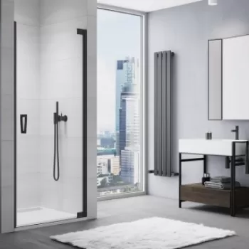 Usa de nisa batanta SanSwiss Cadura CA1C, 90xH200 cm profil negru, stanga imagine