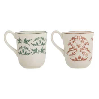 2 cani din gresie 0.3 l cu model de Craciun Beth - Bloomingville imagine