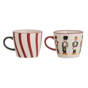 2 cani din gresie 0.3 l cu model de Craciun Jolly - Bloomingville imagine