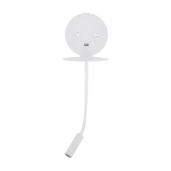 Aplica de perete alba LED cu structura flexibila/cu port USB din aluminiu Eclip - Nova Luce imagine