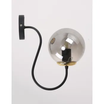 Aplica de perete neagra/gri o 15 cm Oslo - Squid Lighting imagine