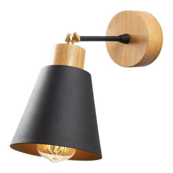 Aplica de perete neagra/in culoare naturala o 14 cm Manavgat - Opviq lights imagine