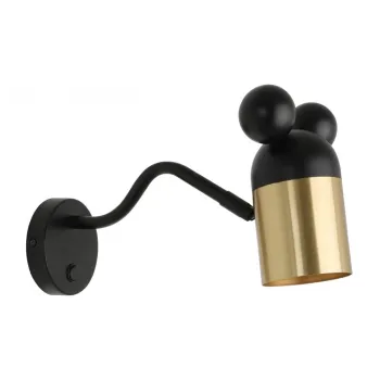 Aplica de perete negru-auriu o 8 cm Mouse - GTV imagine