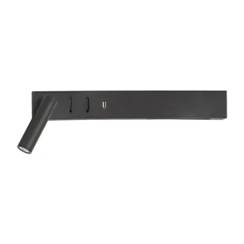 Aplica de perete negru-mat LED cu structura flexibila/cu port USB din metal Vida - Nova Luce imagine