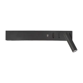 Aplica de perete negru-mat LED cu structura flexibila/cu port USB din metal Vida - Nova Luce imagine