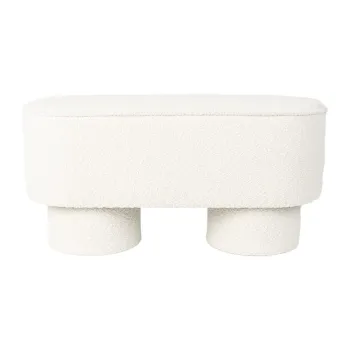 Banca alba cu tapiterie din tesatura boucle Marcos - White Label imagine