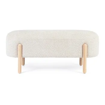 Banca crem capitonata cu tapiterie din tesatura boucle Dayla - Bizzotto imagine