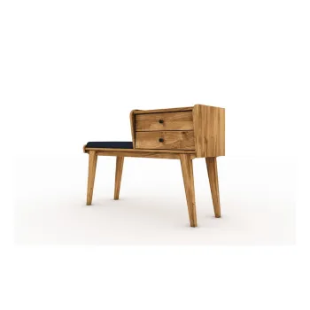 Banca cu sertare din lemn de stejar cu sezut albastru Retro - The Beds imagine