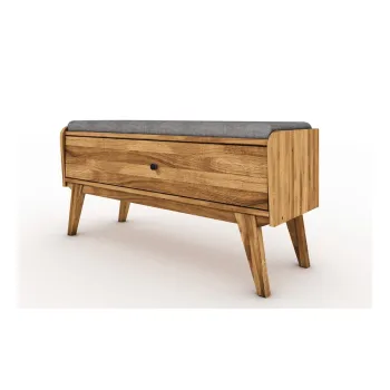 Banca cu spatiu de depozitare din lemn de stejar cu sezut gri deschis Retro - The Beds imagine