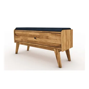 Banca cu spatiu de depozitare din stejar cu sezut albastru Retro - The Beds imagine