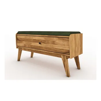 Banca cu spatiu de depozitare din stejar cu sezut verde Retro - The Beds imagine