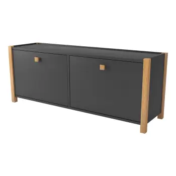 Banca cu spatiu depozitare incaltaminte / pantofar Woodman Bode, gri inchis imagine