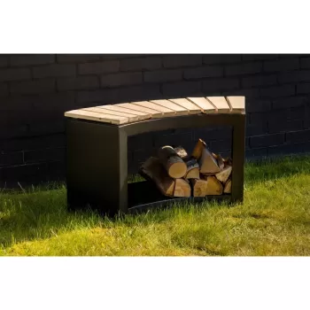 Banca de gradina neagra Curved - Esschert Design imagine