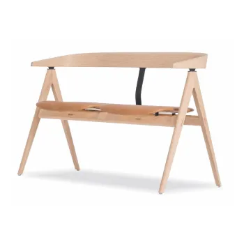 Banca din lemn de stejar Gazzda Ava, sezut din piele imagine