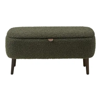 Banca verde cu tapiterie din tesatura boucle Harlow - House Nordic imagine