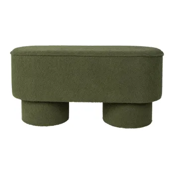 Banca verde cu tapiterie din tesatura boucle Marcos - White Label imagine