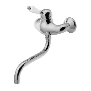 Baterie argintie pentru chiuveta cu montare pe perete (1 iesire) Kirke White - Sapho imagine