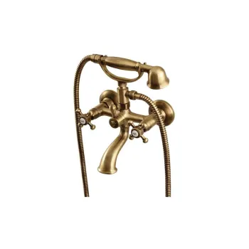 Baterie in culoarea bronz pentru cada cu montare pe perete (2 iesiri) Antea - Sapho imagine