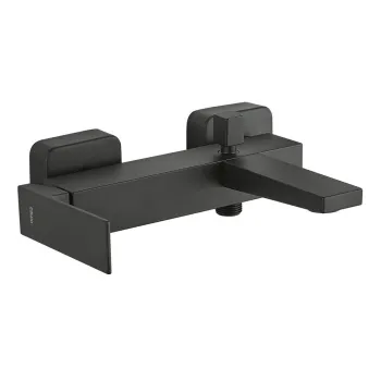 Baterie negru-mat pentru cada cu montare pe perete (2 iesiri) Latus - Sapho imagine