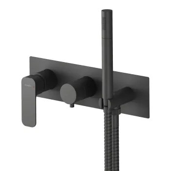 Baterie negru-mat pentru dus incastrata (3 iesiri) Spy - Sapho imagine